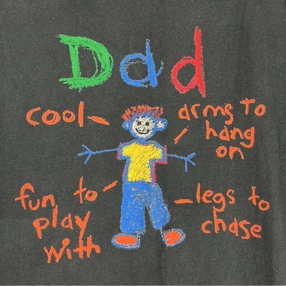 Men’s Vintage 90’s Cool Dad Black Graphic Crayon Writing SS Tee Size Large - Picture 5 of 5